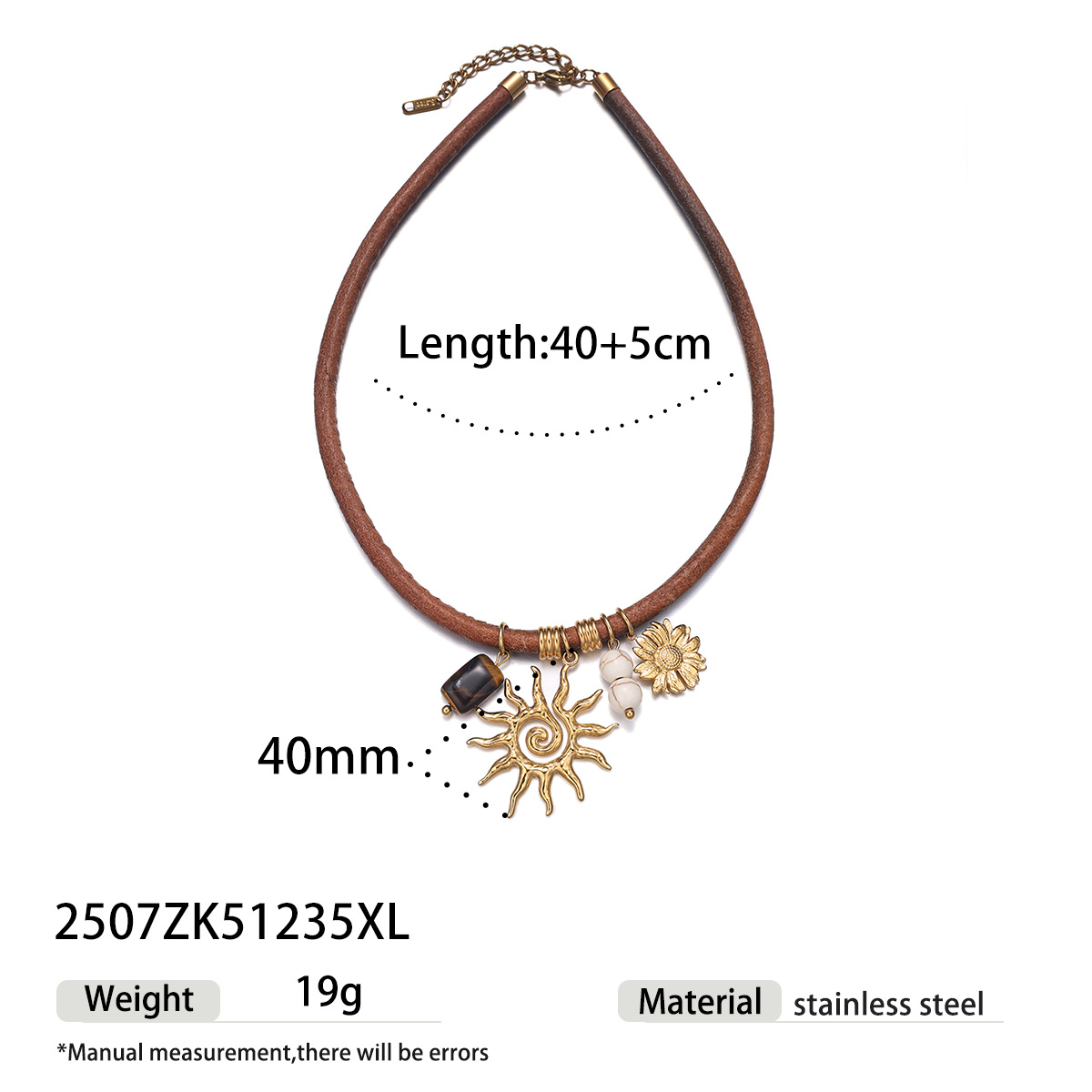 Tiana Europa y América colgante de acero inoxidable collar de estilo de moda de cuero collar de collar de clavícula cadena de suéter transfronterizo