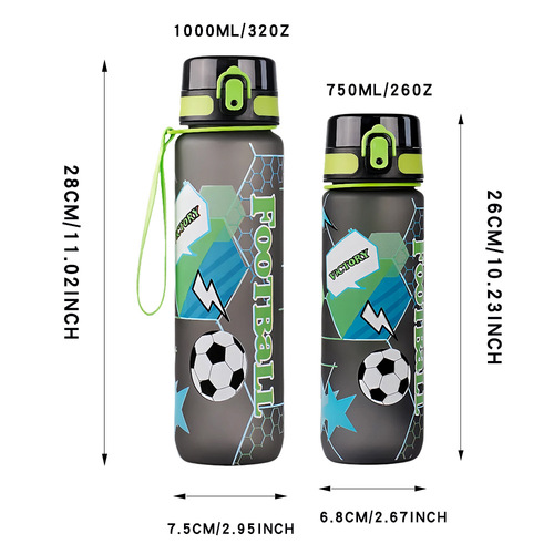 Cross-border 1L/750ml sports water bottle large capacity plastic cup water bottle fitness outdoor sanding UV cartoon water bottle