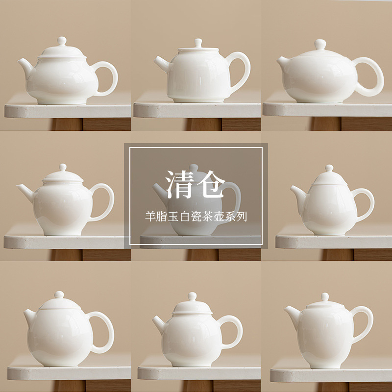 Dehua Mat Fat Jade White Porcelain Teapot Size Capacity Handmade Single Pot Ceramic Kung Fu Tea Set Household Teapot Dehua Mat Fat Jade White Porcelain Teapot Size Capacity Handmade Single Pot Ceramic Kung Fu Tea Set Household Teapot