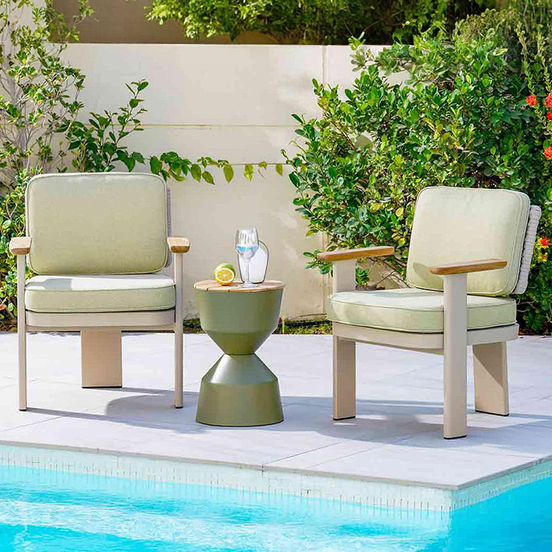 Mesa y silla al aire libre patio villa jardín balcón al aire libre silla de ocio hotel resort impermeable muebles de madera maciza image 4