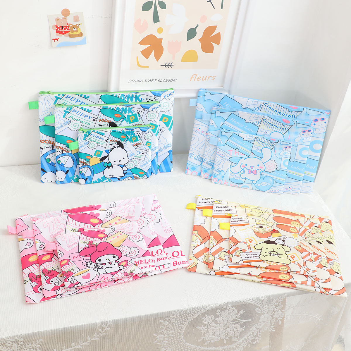 Cartoon cute storage bag for folders for documents