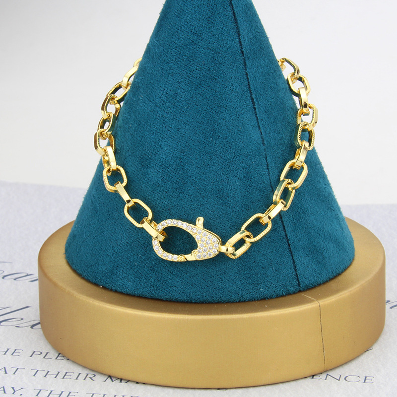 simple diamond square chain copper bracelet