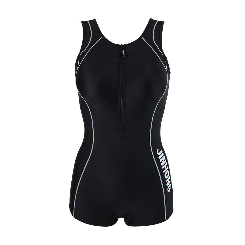 Traje de baño de una pieza ajustado estilo bóxer para mujer, marca Jinhong, para entrenamiento y competición estudiantil.