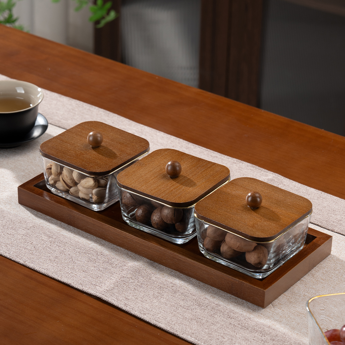 bandeja de madera china bandeja de frutas secas bandeja de refrigerio de la tarde de alta calidad bandeja de frutas bandeja de frutas bandeja de madera de alto valor bandeja de refrigerio image 7