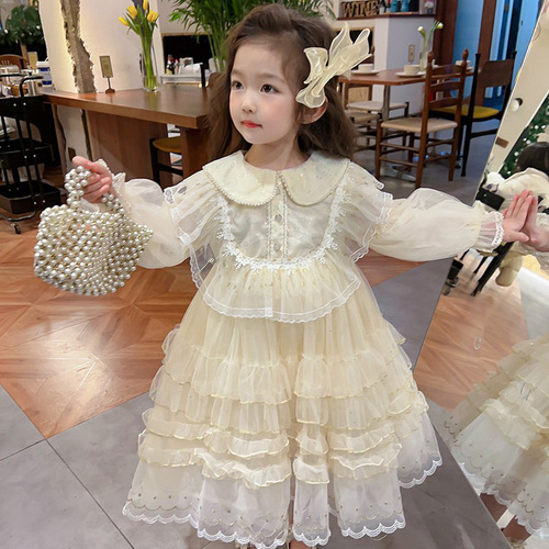 Princess Dress for Girls Spring 2024 New Children's Dress Trendy Baby Girl Lolita Skirt Girls Gown Dress