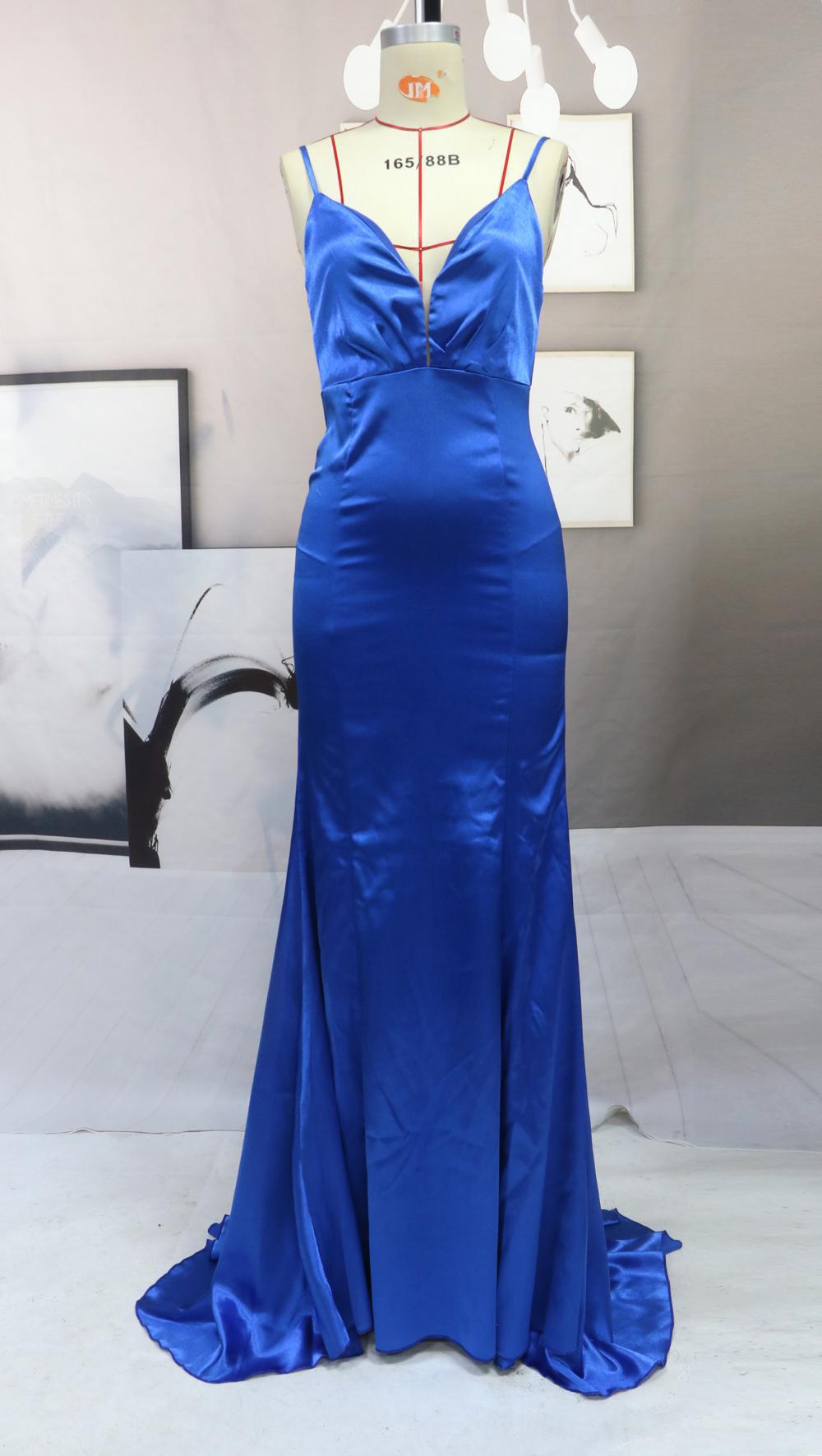 Vestido de satén ajustado de primavera para exportación, vestido de noche verde ajustado con tirantes finos estilo bodycon de Amazon, vestido de dama de honor image 7