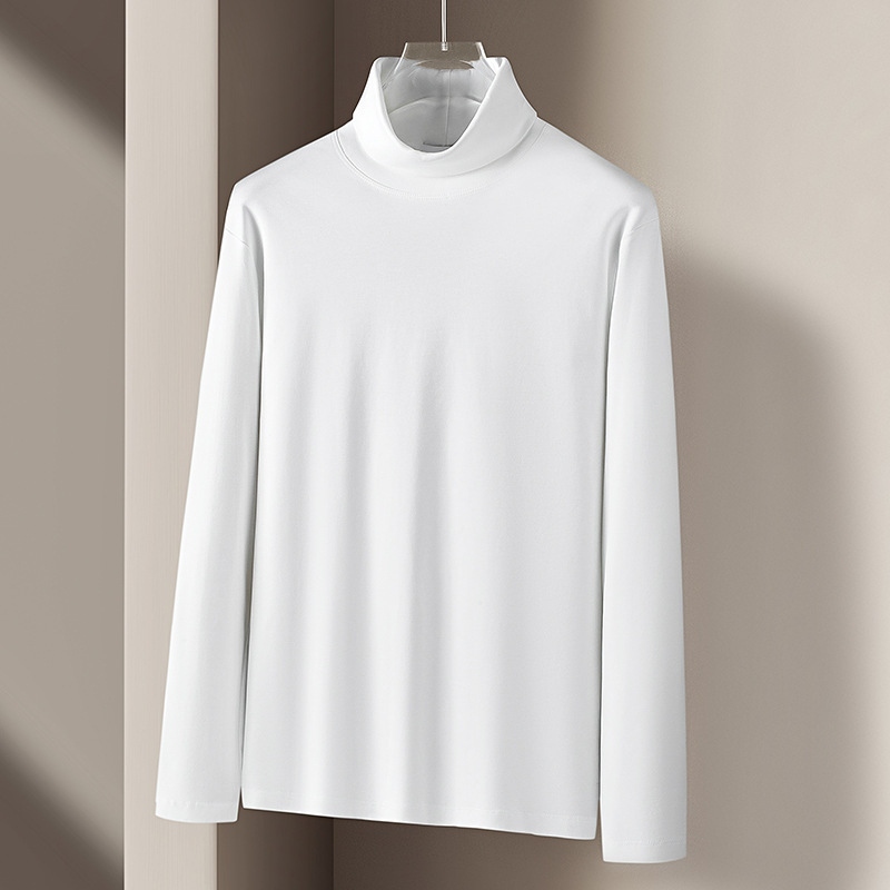 液体アンモニアシルケットコットンタートルネックボトリングシャツメンズ春秋帯電防止長袖Tシャツ肌に優しいインナートップミッドカラー|undefined