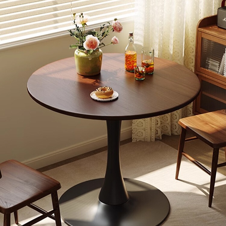 Round Table Household Small Apartment Dining Table Reception Negotiation Milk Tea Shop Coffee Table Balcony Casual Retro Tulip Table
