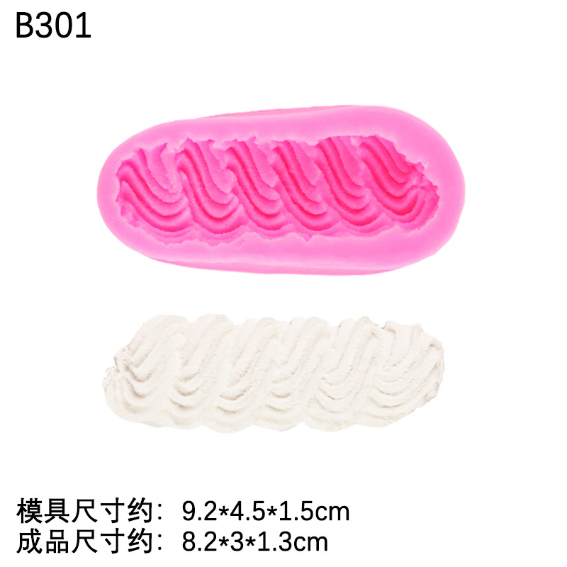 Helado de conejo de crema de rollo suizo 3 piezas de crema de fresa molde de silicona en forma de tira decorativa molde de pellizco de bricolaje
