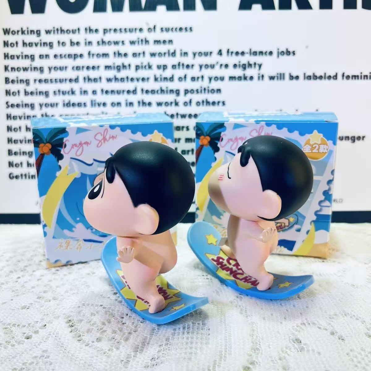 Crayon Shin-Chan Skateboard Surfing Full Series Q Version Lotus Anime Figure Model Desktop Ornament Car Central Control Doll