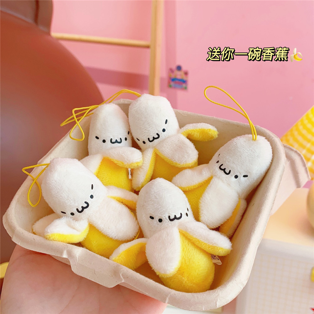 Japonés lindo pequeño colgante de plátano felpa peeling colgante de plátano bolsa colgante accesorios par novias regalo femenino