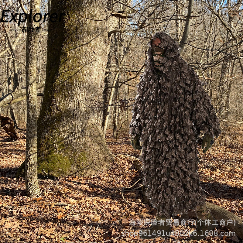 3D激光树叶吉利服军迷伪装服绝地求生吃鸡伪装服狩猎服节日套装