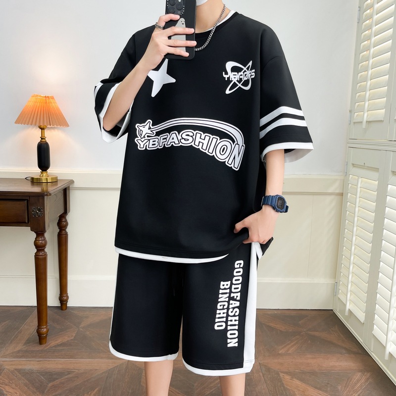 2025 verano juveniles pantalones cortos de manga corta sueltos trajes deportivos camisetas de diseño original casual versátil