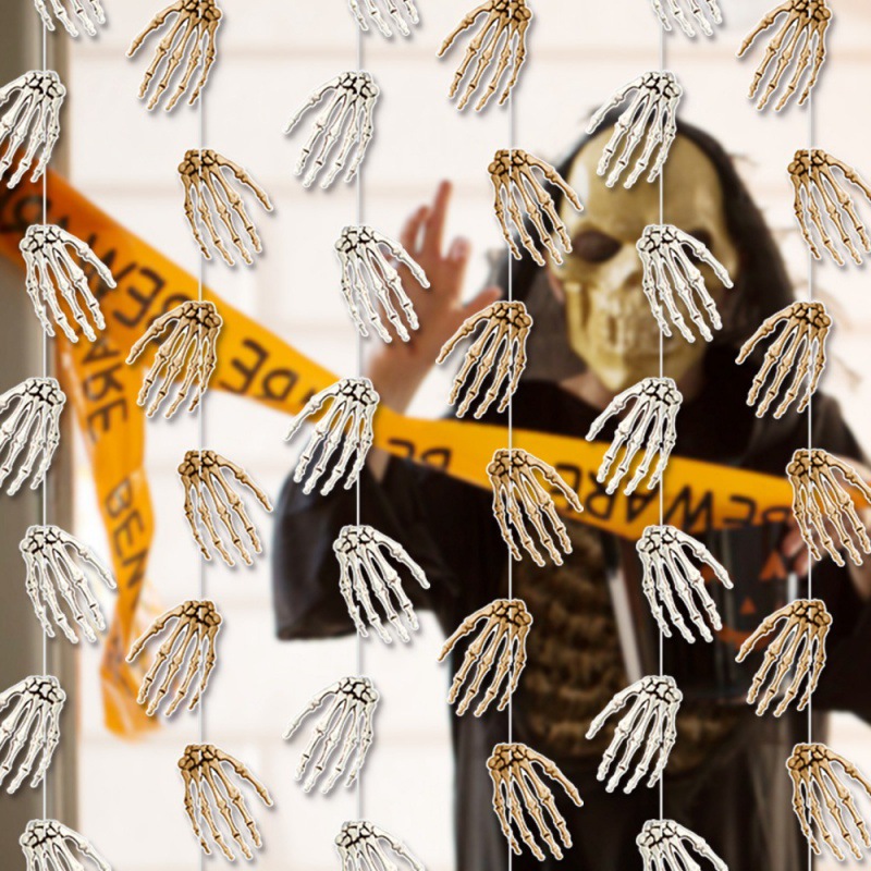 Fabricante directo para Halloween decoración de fiestas colgantes colgantes fantasmas día horrores decoración de hueso de mano línea de dibujo de flores colgantes