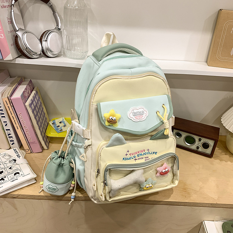 민트 그린과 옐로우 스쿨백 + 스타본즈