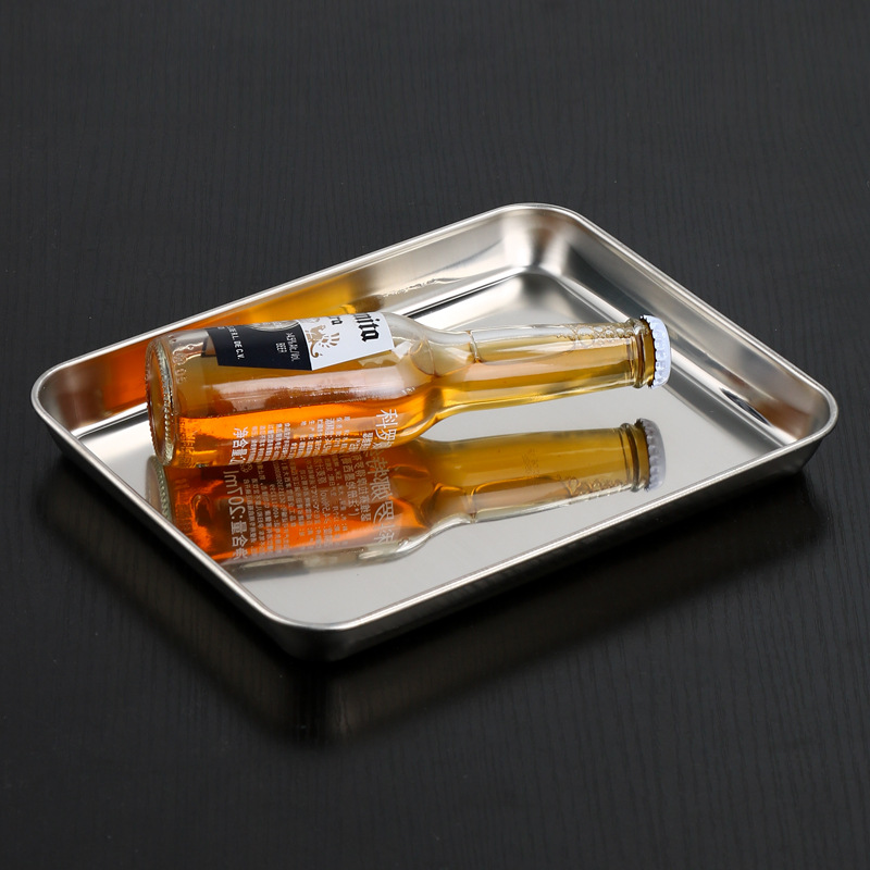 Fabricante cuadrado plato japonés plato cuadrado grueso acero inoxidable 304 bandeja de fondo plano plato de comedor plato de toalla rectangular