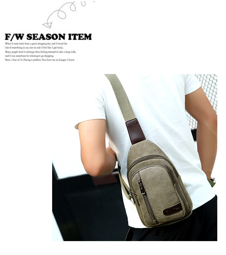 New men's chest bag, casual sports single-shoulder canvas bag, construction site work wear-resistant crossbody bag, cross-border wholesale bag undefined