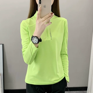 公版新款户外立领速干衣女2025长袖T恤轻薄透气快干衣运动跑步外