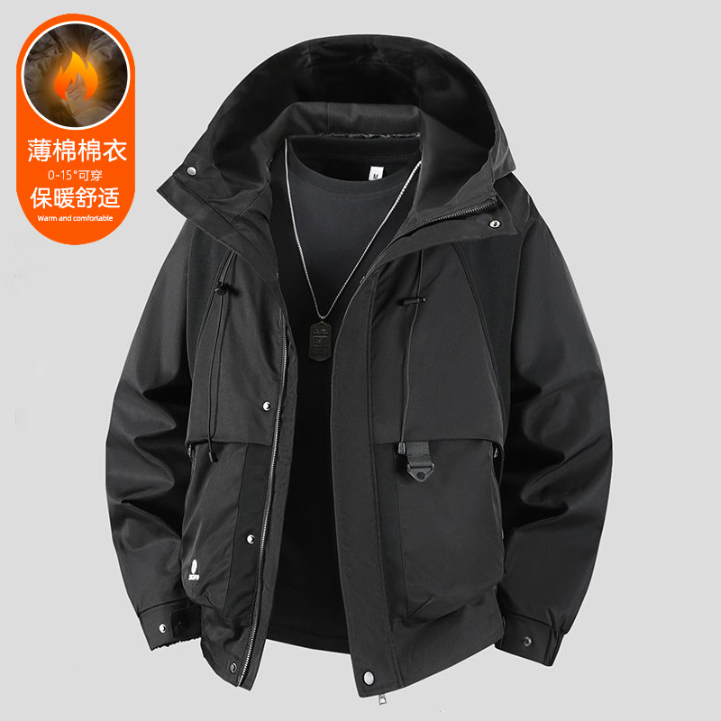 加肥加大男款薄棉棉服春秋款保暖舒适休闲宽松时尚简约外套百搭