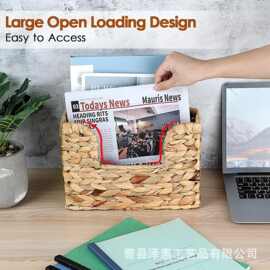 跨境葫芦草编制悬挂杂志架藤编收纳篮文件整理墙面装饰壁挂收纳篮