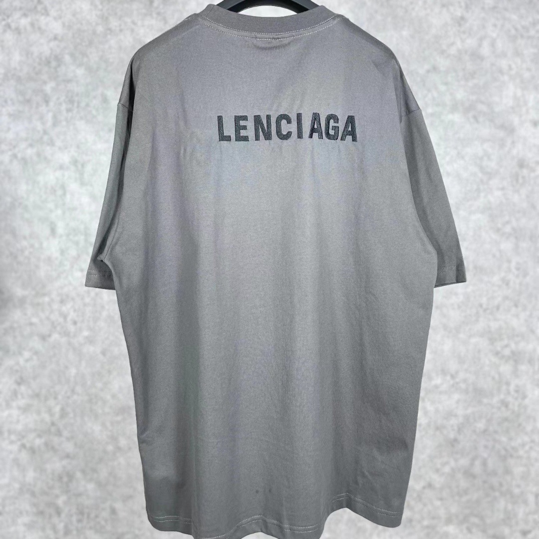 Alta versión París nuevo estilo clásico delantero y trasero B carta bordado usado manga corta Camiseta hombres y mujeres pareja verano