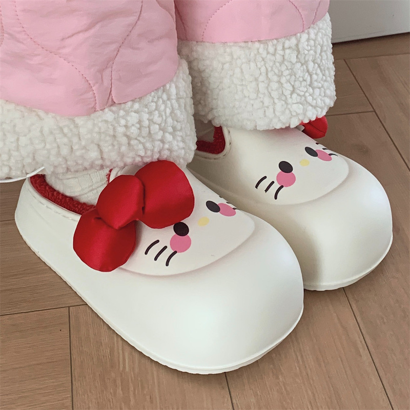 細い条の少女の心のかわいいウサギの厚い底の綿のスリッパの秋冬のファッションの外は家庭のEVA防水の綿の靴を着ます。|undefined