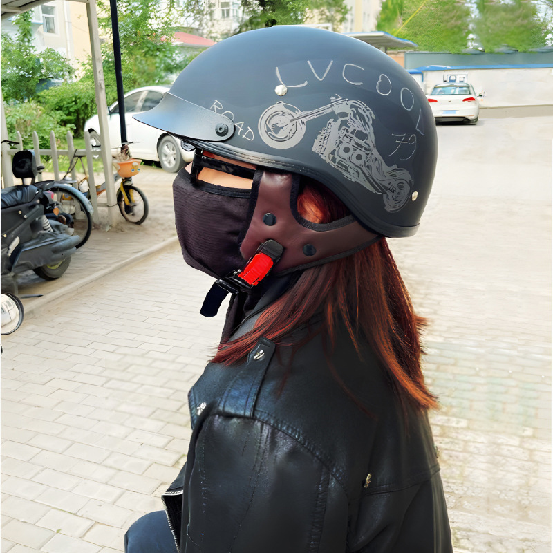 Moto scooter casco retro de los hombres Harley medio casco de las mujeres coche eléctrico primicia casco de la motocicleta batería de verano fábrica al por mayor