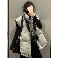 Down cotton vest women 2025 winter new style college style European style horse clip vest internet celebrity vest top jacket