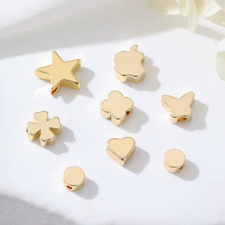 14K包金保色桃心五角星圆形蝴蝶项链串珠手链通孔隔珠手工diy配件