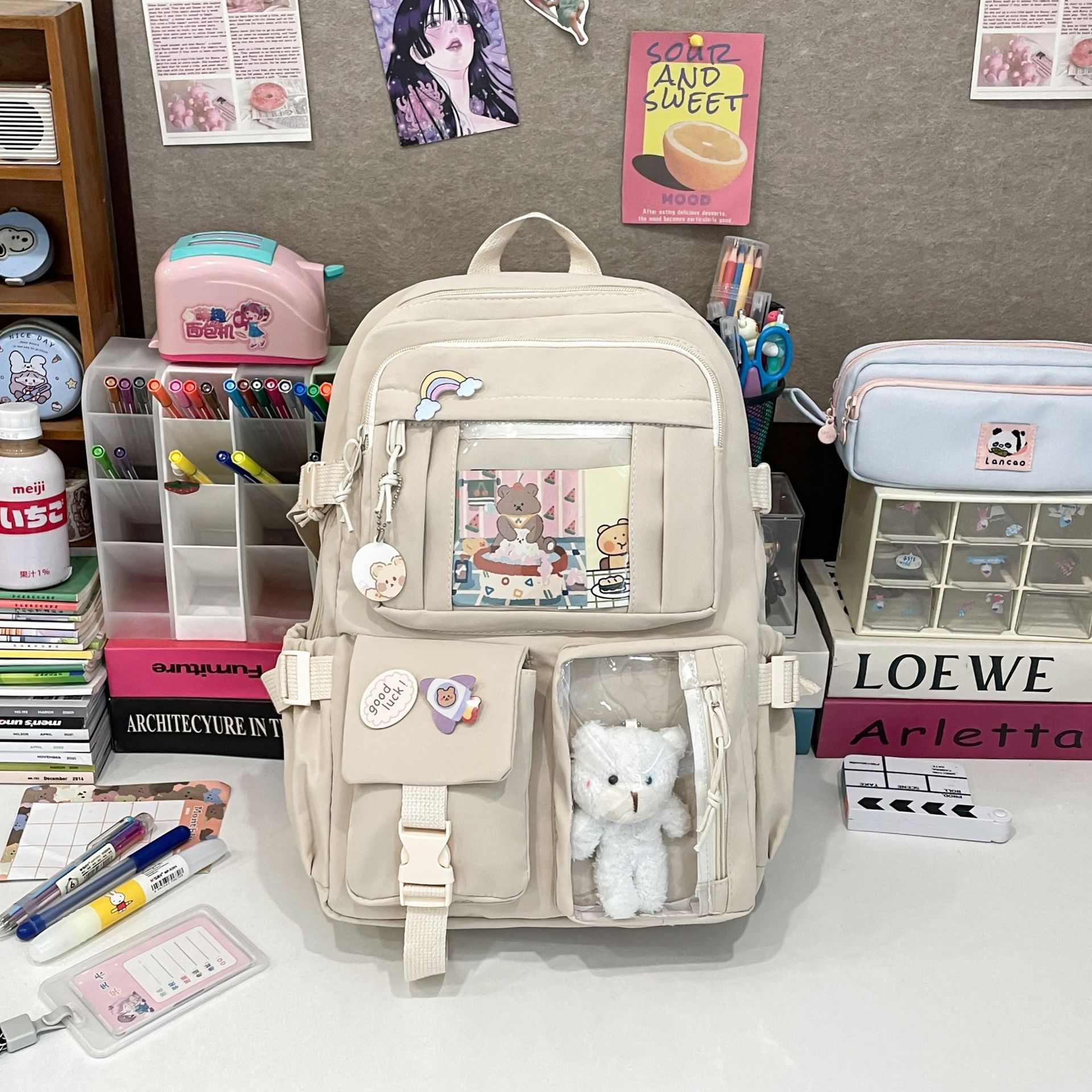 Mochila de estudiante de secundaria de gran capacidad estilo ins