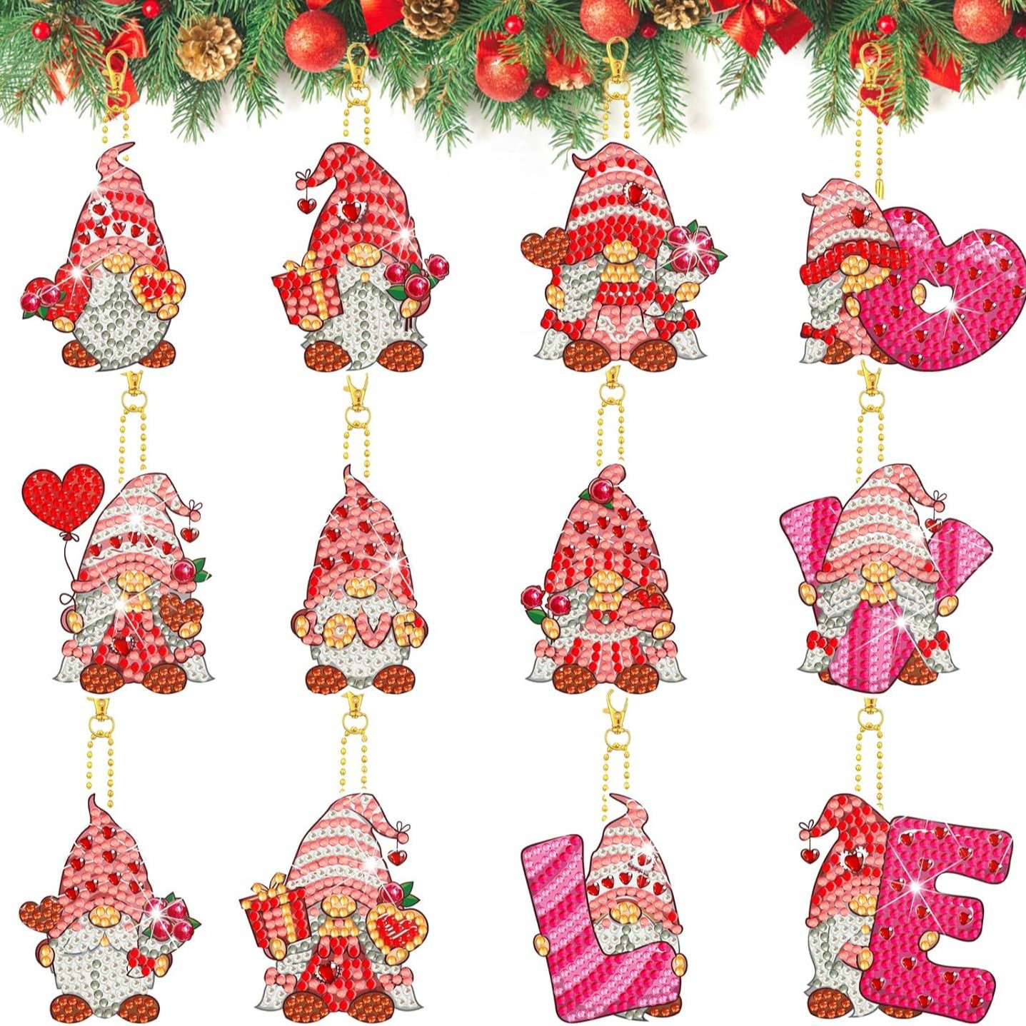 Pintura de Diamantes Navideña 2025, Pintura de Diamantes de Halloween, Llavero DIY Hecho a Mano, Fabricante de Origen Transfronterizo