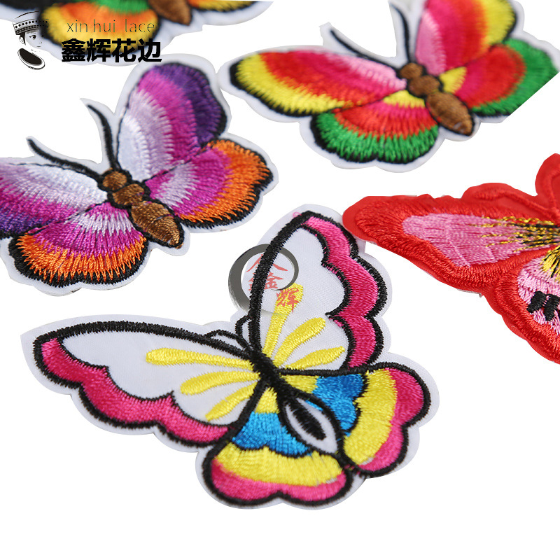 Papel de tela de mariposa bordado vestido decoración de decoración DIY pudín decoración de pulso parche de parche de parche pequeño
