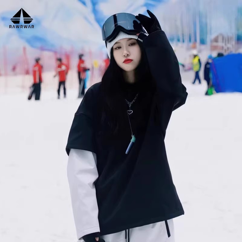 Ski Sweatshirt Couple Style Tops, Windproof, Waterproof, and Warm Ski Sweatshirts for Double Board and Single Board Skiing, Suitable for Layering in Ski Outfits