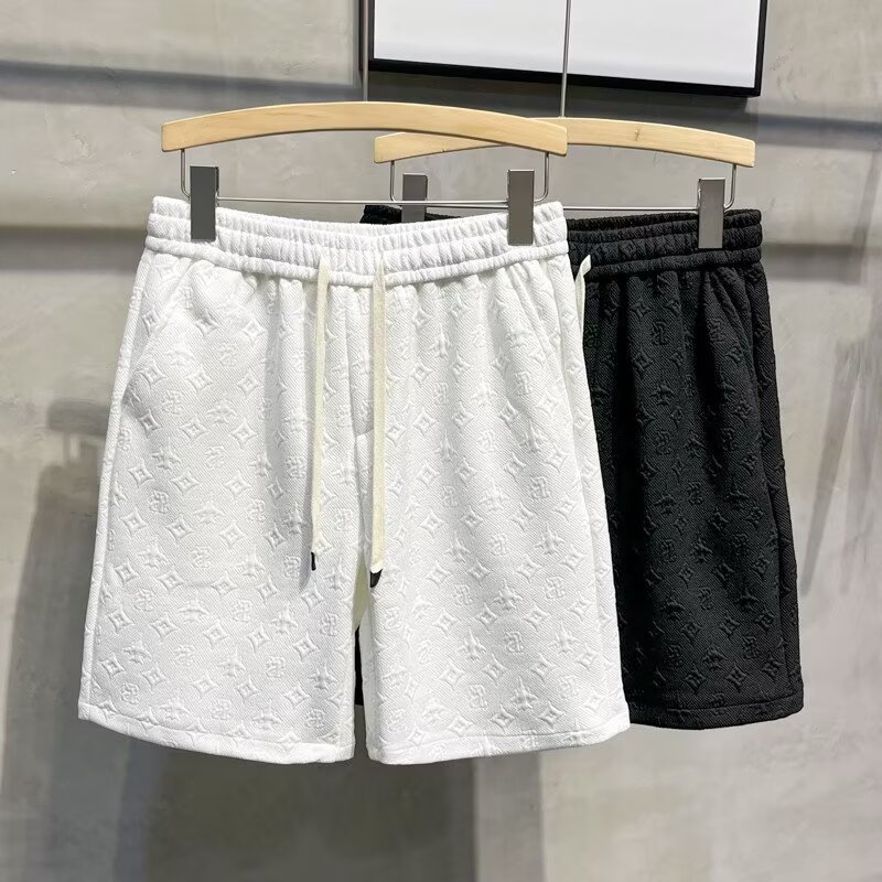 Short décontracté ample pour homme, style fin et tendance, couleur unie, jacquard cinq points, idéal pour l'été._voghion.com