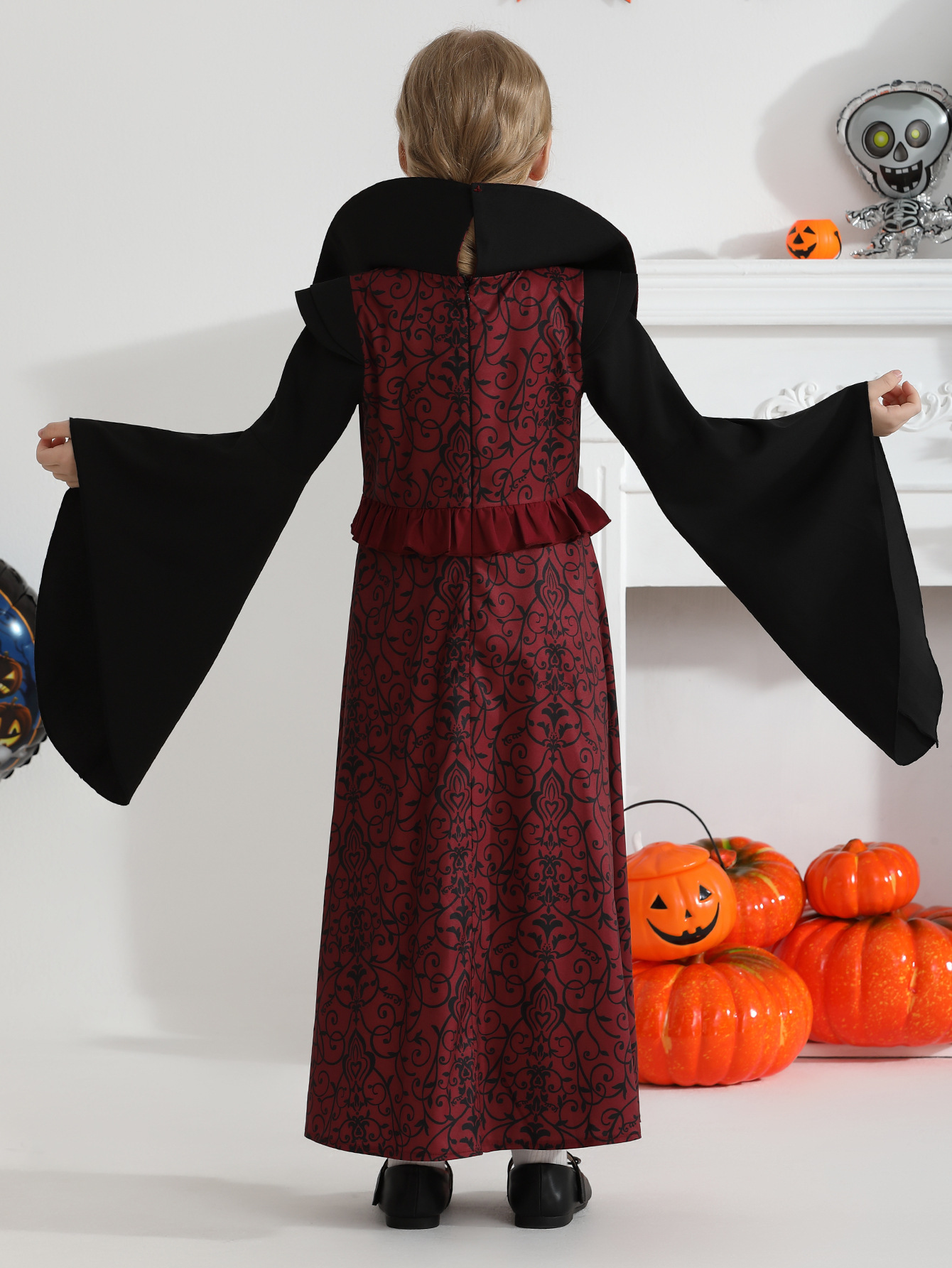 Transfronterizos trajes de vampiros para niños Halloween trajes de juegos de rol para niñas trajes de espectáculo de la reina bruja medieval