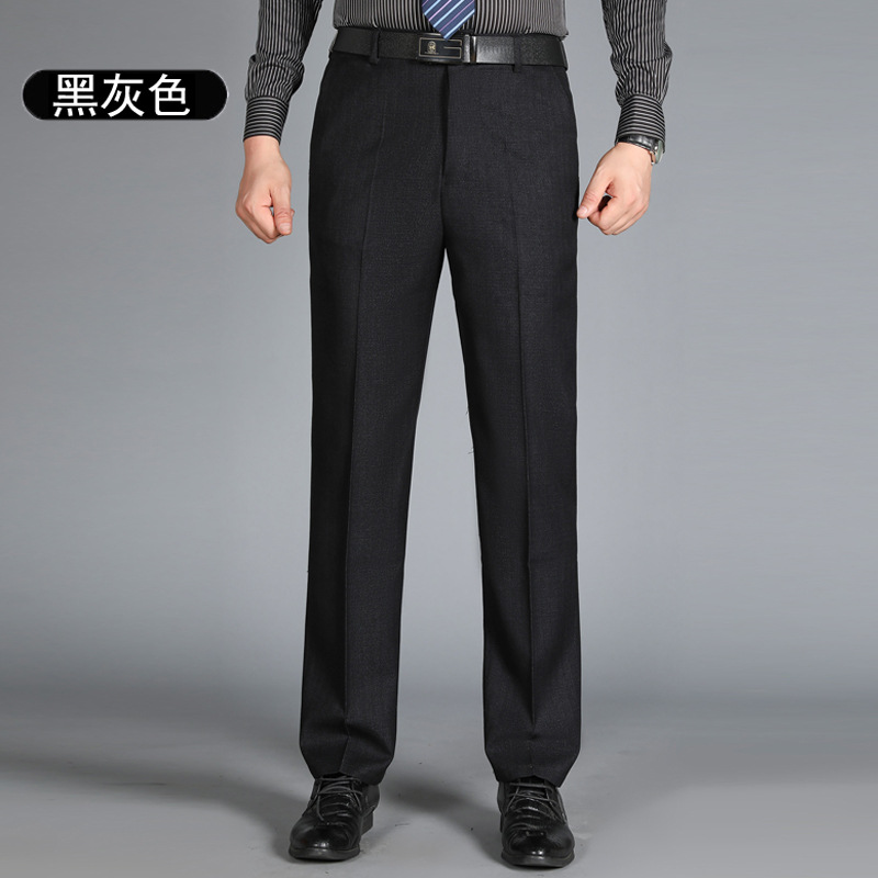 Pantalones de traje gruesos de otoño e invierno pantalones de traje de mediana edad rectos para hombres pantalones de traje de mediana edad sueltos para hombres ropa formal de negocios forrada de lana engrosada para hombres