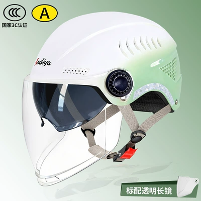Motorcycle helmet for women, 2026 new model, 3C certified, gradient color, summer sun protection, electric bike riding half helmet (Motosiklet kaskı (dəbilqə)) - gradient-willow-greenhighly-breathable-transparent-lens