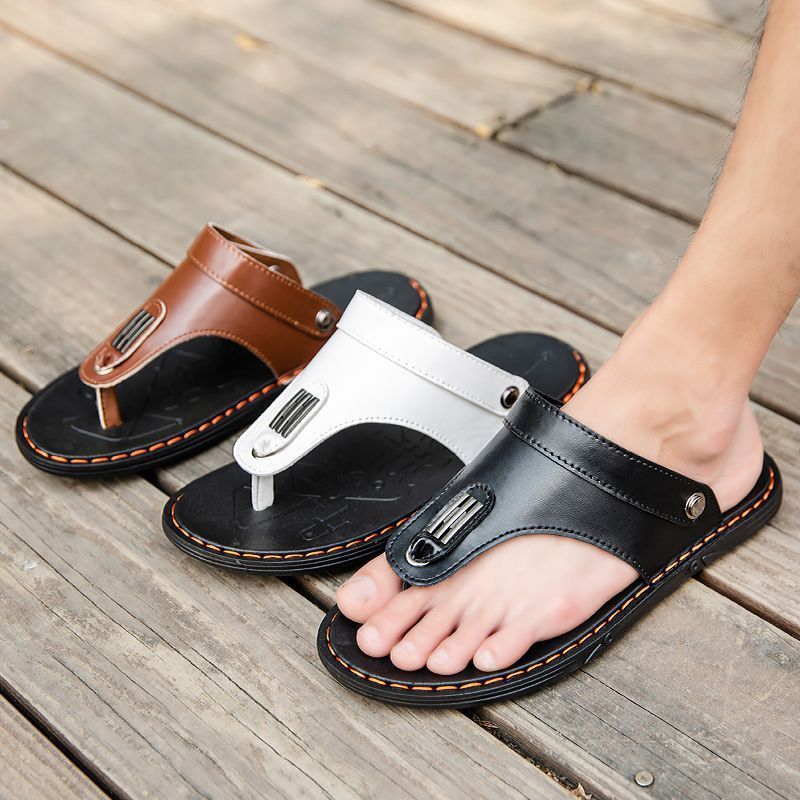 New men's word flip-flops Korean fashion anti-slip two-use wear men's sandals hot bottom men's toe flip-flops 