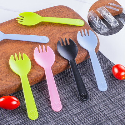 goods in stock supply Plastic ice cream Spoon disposable thickening Fork spoon Try to eat Tsp Independent Taste