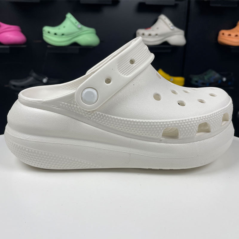 2024 new puff men's and women's increased thick heel breathable hole shoes casual beach lovers shoes outside shoes tide