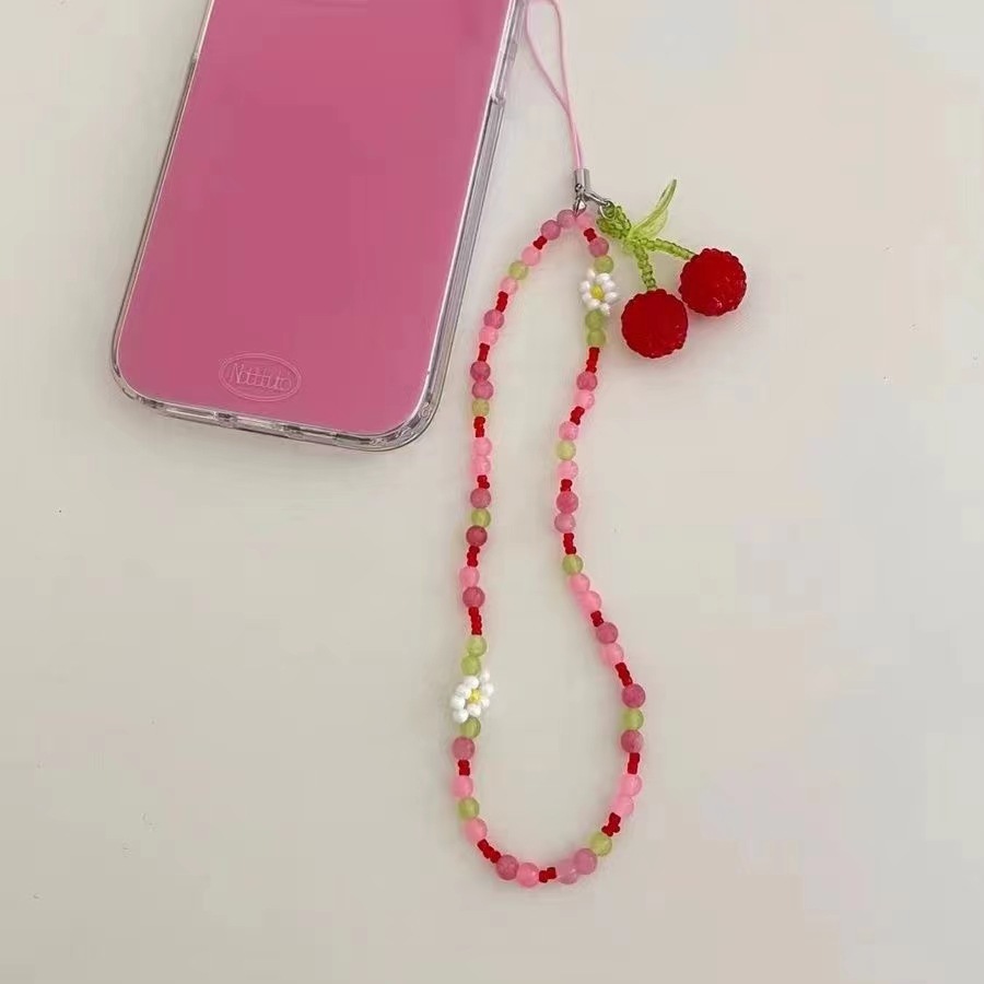 10g Weight Mobile Phone Chain Classification 1 Piece Cute Cherry Acrylic Beaded Mobile Phone Chain
