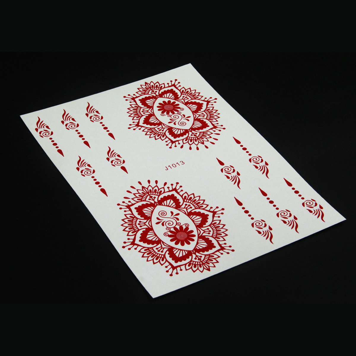 Parte posterior de la mano India Hina tatuaje etiqueta engomada Vermilion Hannah encaje tatuaje etiqueta engomada de transferencia de agua