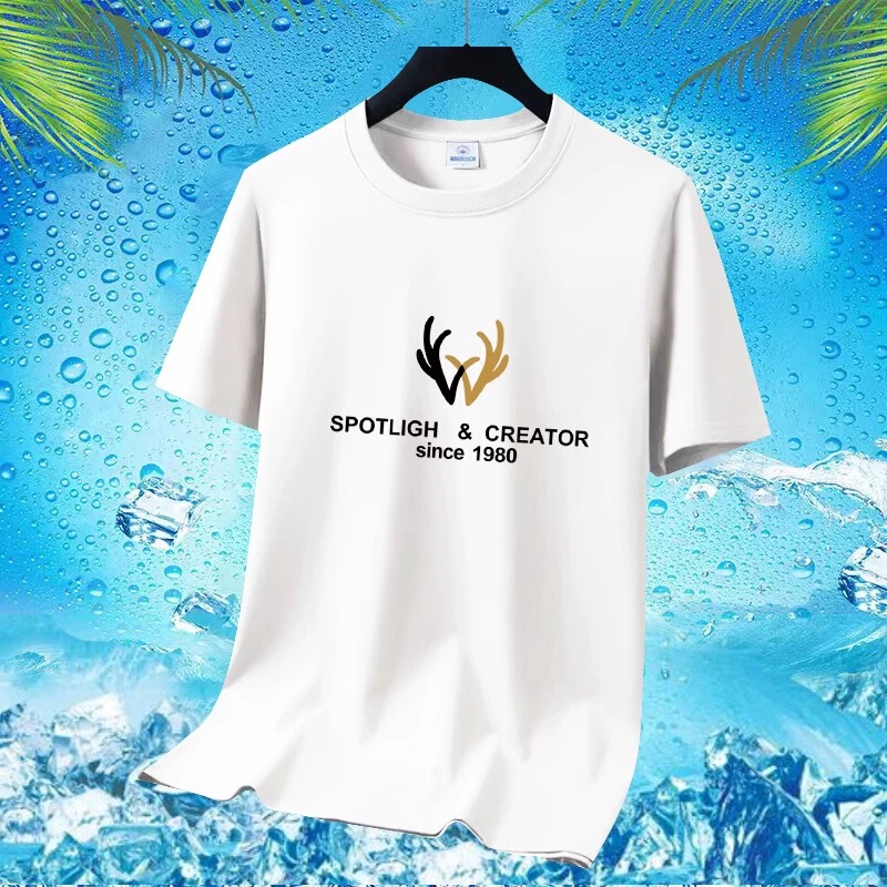 Cheap Men's Ice Silk Short-Sleeved T-Shirt Summer New Trendyy Tops Half-Sleeved T-Shirt Breathable Large Size Undershirt