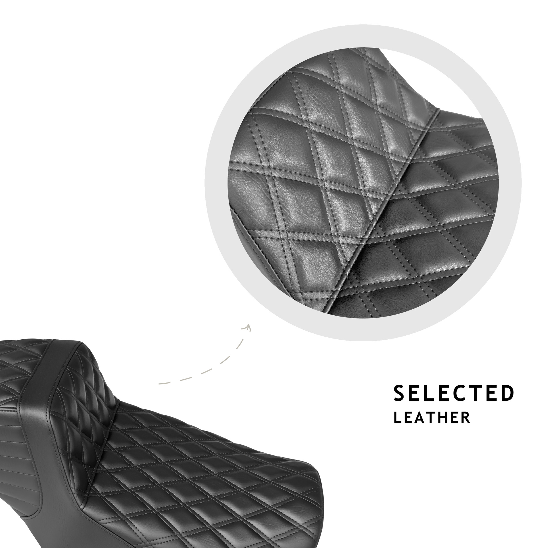Motorcycle seat cushion suitable for Harley 24+ touring series, Glider step-up seat cushion in black, with raised rear section