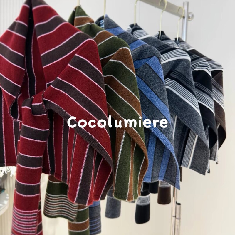【Apu Ruifeng Shawl】Soft and non-irritating Dongdaemun autumn and winter knitted striped shawl, warm scarf T189