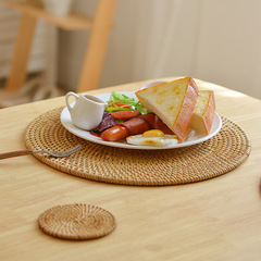 Purely handmade autumn rattan Vietnamese rattan mat set anti-scalding coaster pot mat insulation pad wooden storage tea set accessories