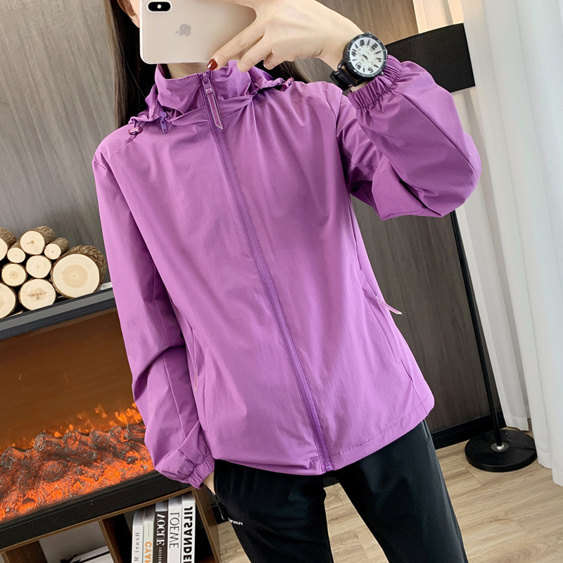 Primavera y otoño al aire libre chaqueta de mujer nylon cuatro caras bala única malla ventilada chaqueta con capuchón a prueba de viento puede imprimir LOGO image 3