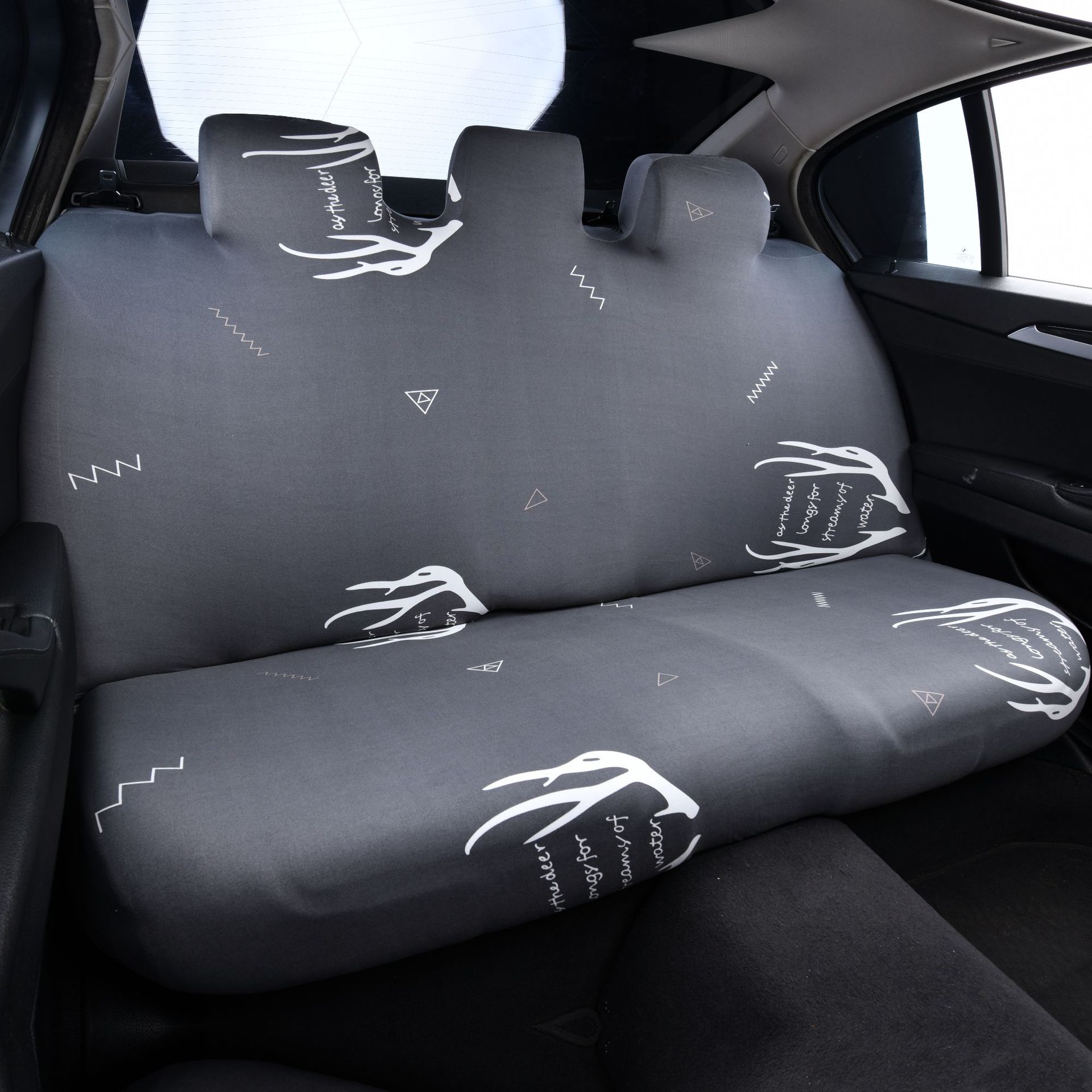 Car rear seat cover set with elastic backrest cover, cushion cover, fabric anti-slip thin model, universal for all seasons