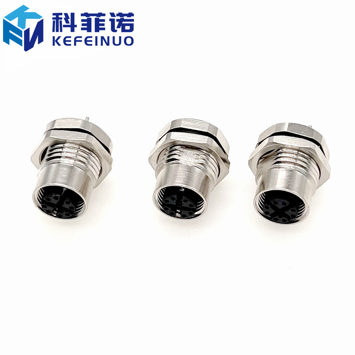 M12 X-code 8P面板式防水连接器 高速传输物联网屏蔽航空插头