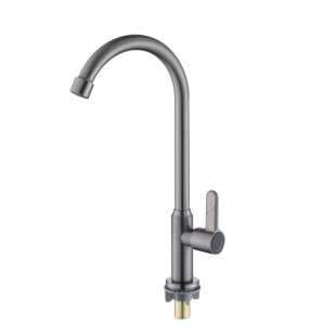 Household Gun Grey Stainless Steel Single Cold Splash-proof Faucet Kitchen Sink Vegetable Basin Rotatable Faucet